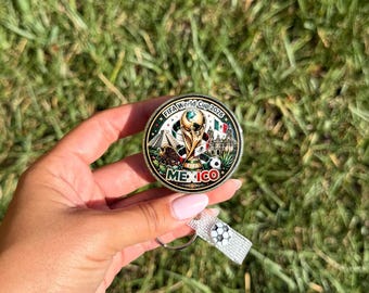 Handmade Resin Soccer Badge Reel, World Cup Inspired Holder