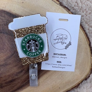 Coffee cup badge reel, Nurse badge holder