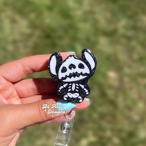 Skeleton Alien 626 Halloween Badge Reel, Heavy duty nurse badge holder