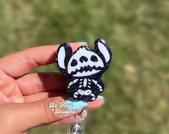 Skeleton Alien 626 Halloween Badge Reel, Heavy duty nurse badge holder