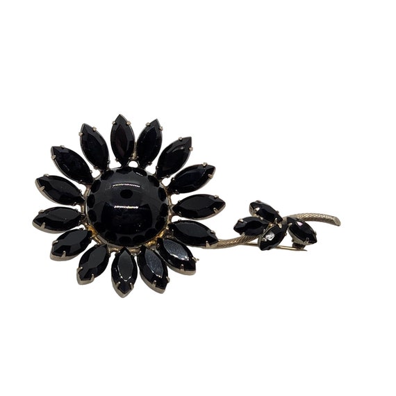 Black Flower Vintage Pin - Gem