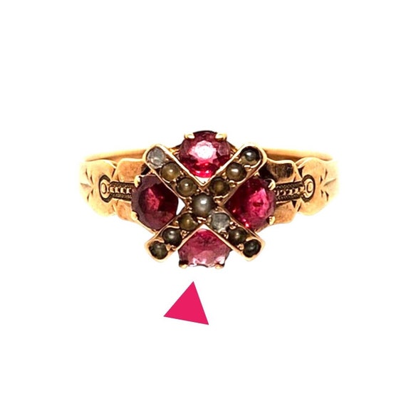 Antique Victorian 10K Rose Gold Garnet Engagement… - image 10