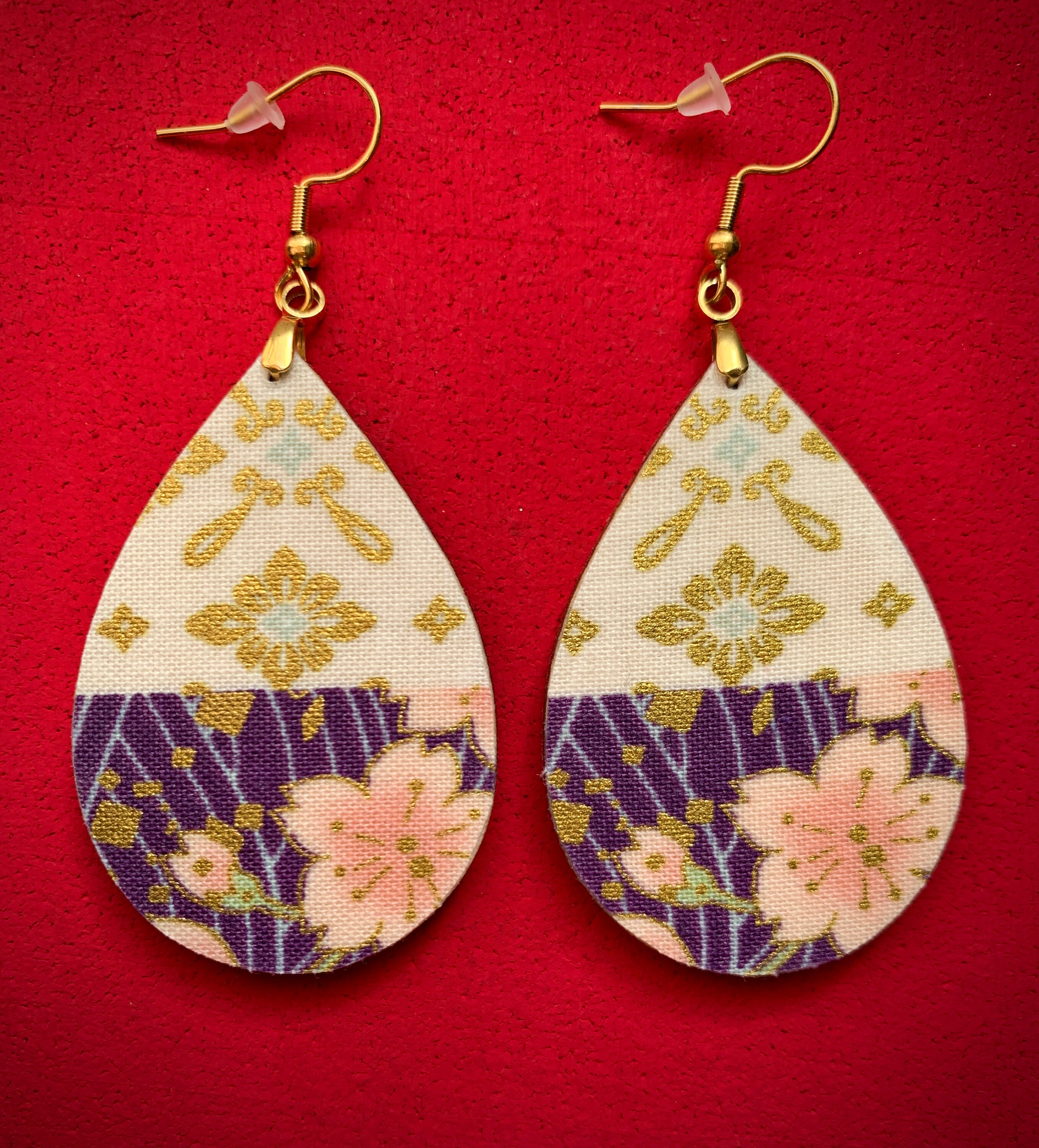 Floral Kimono Fabric Earrings Unique Etsy