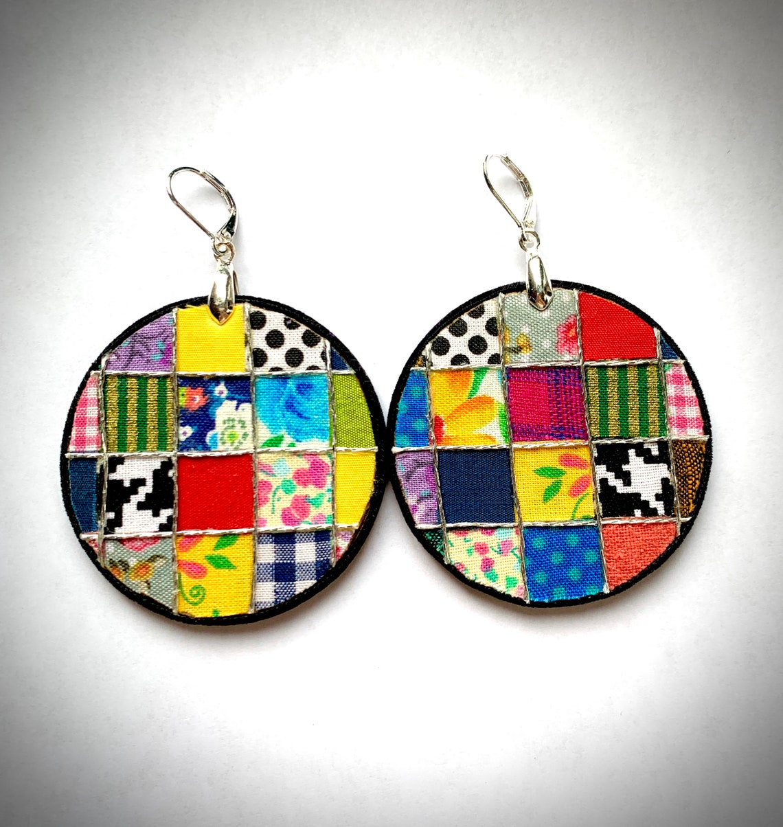 Reversible Patchwork Quilt Earrings Etsy
