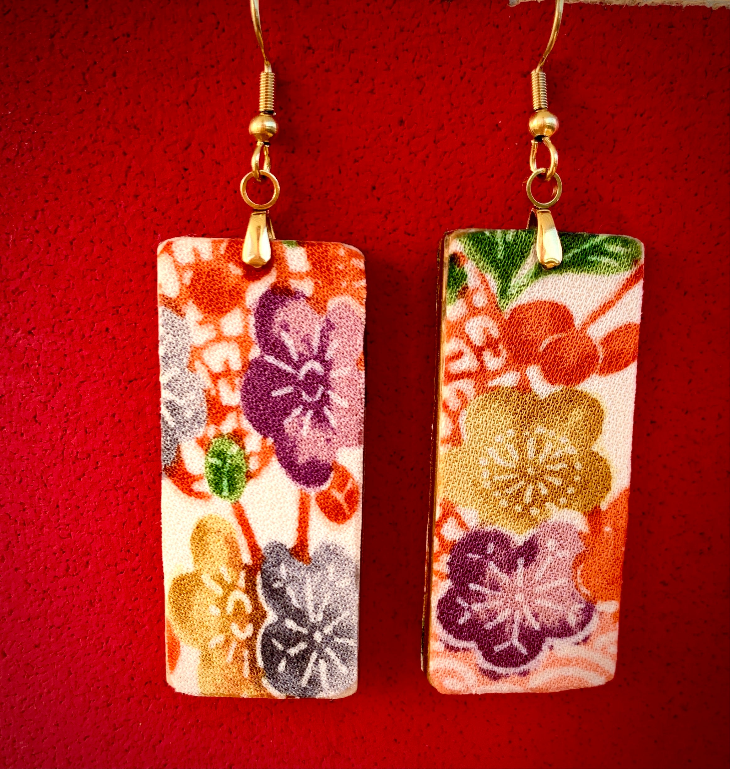 Silk Kimono Earrings Authentic Vintage Kimono Fabric Etsy