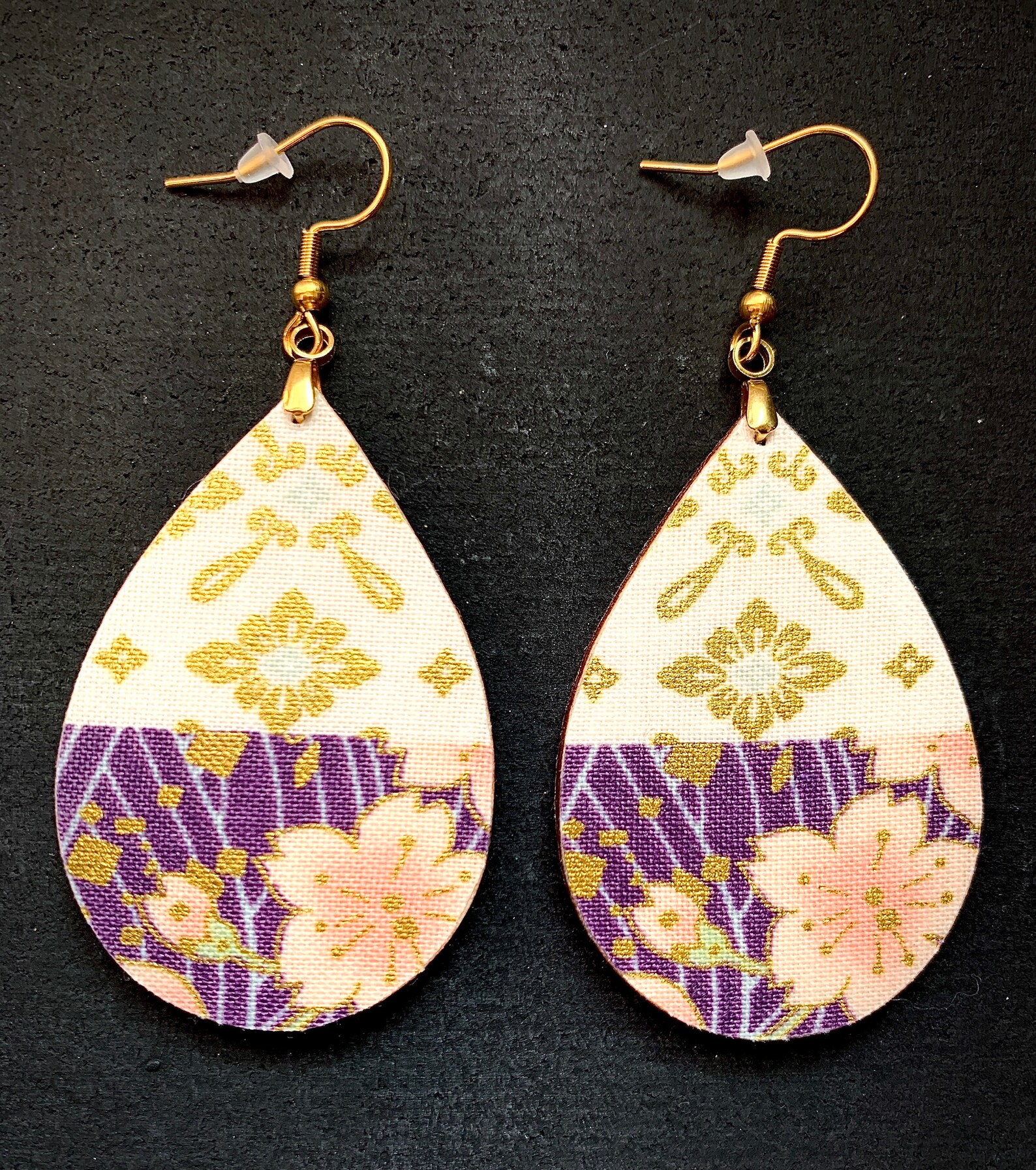 Floral Kimono Fabric Earrings Unique Etsy