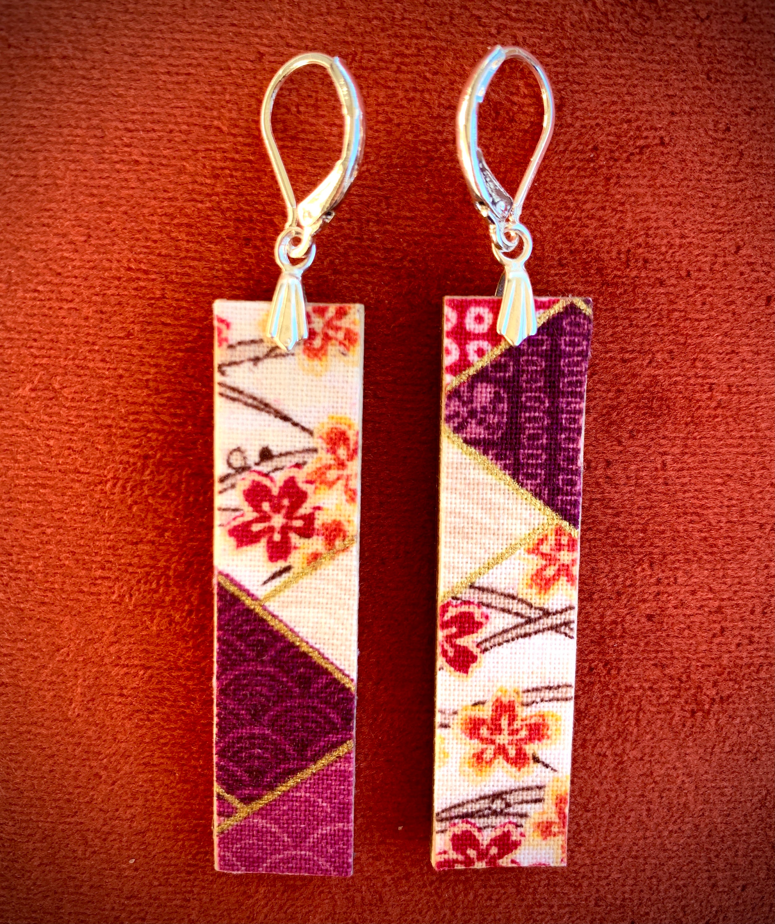 Kimono Fabric Earrings reversible Etsy