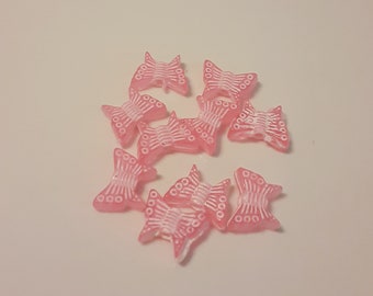 10 Pink 12mm Crystal Butterfly Beads Pink Butterfly Bead FREE SHIPPING to Canada