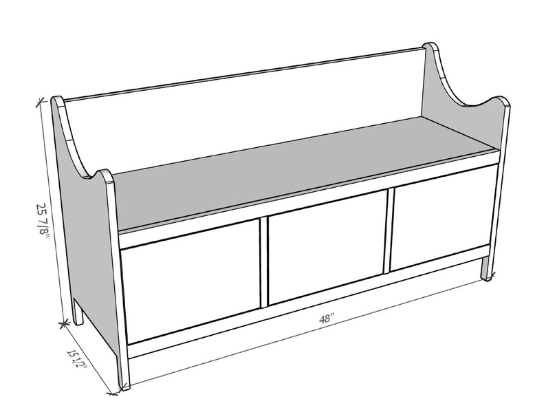 Entryway Bench With Storage Plans Printable PDF Woodworking Etsy