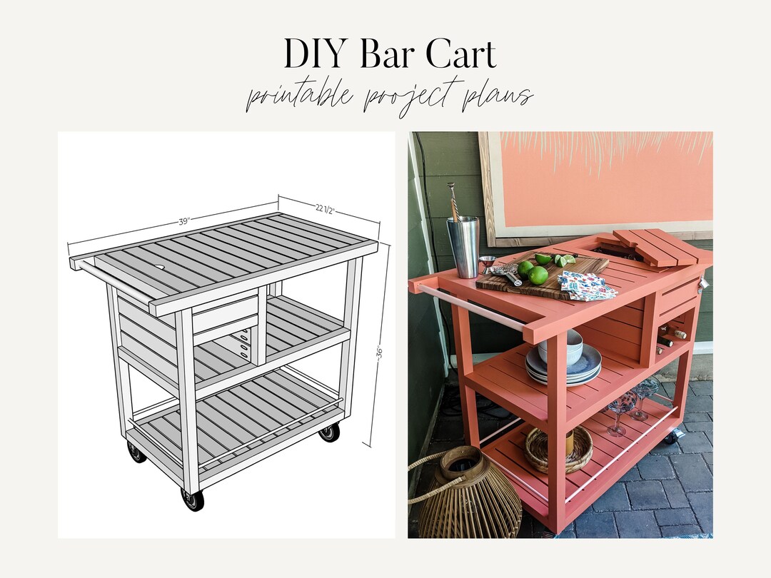 Bar Cart Plans Printable PDF Woodworking Plans Etsy