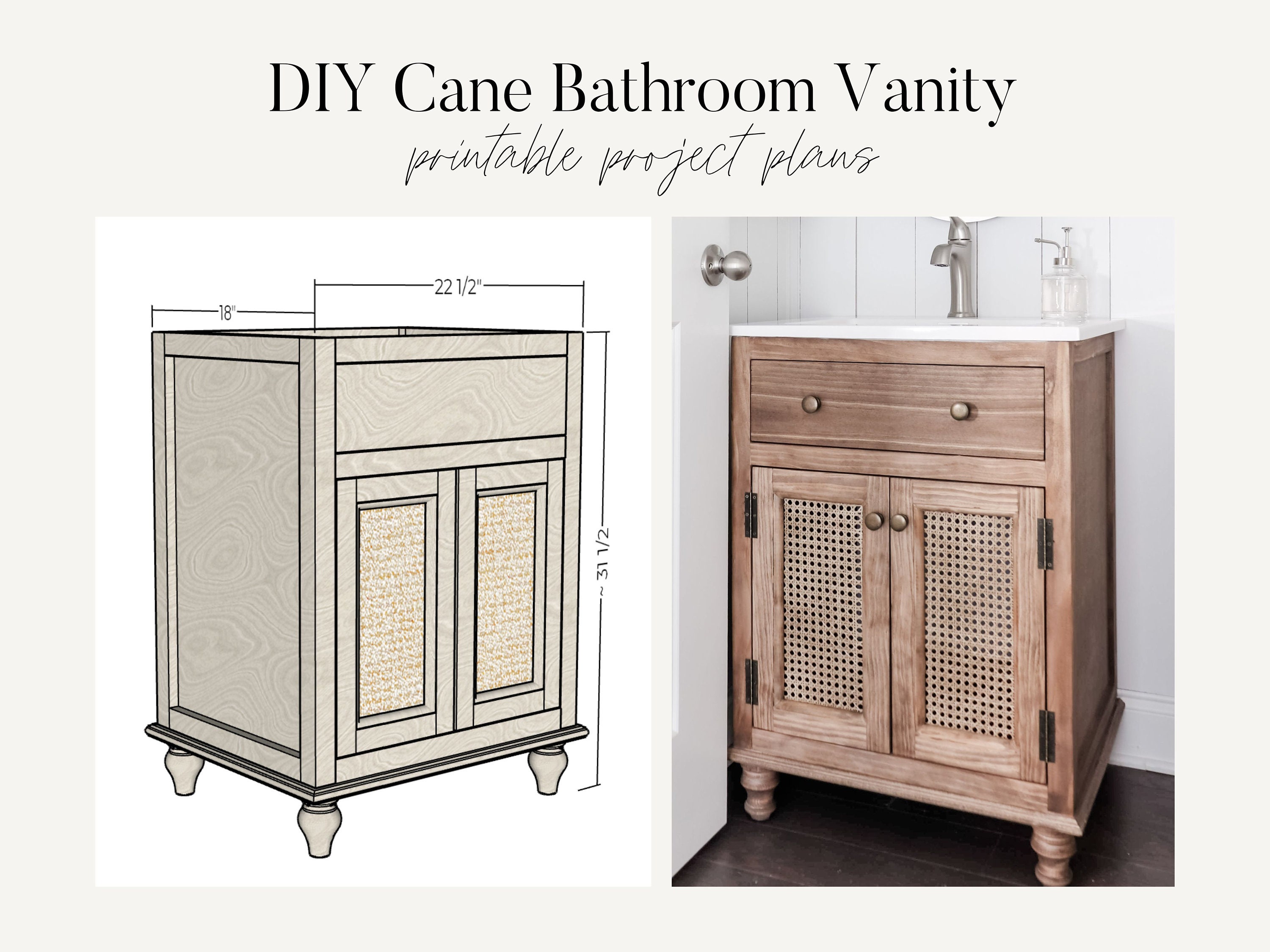 24 Cane Vanity Plans Printable PDF Woodworking Plans Etsy Singapore