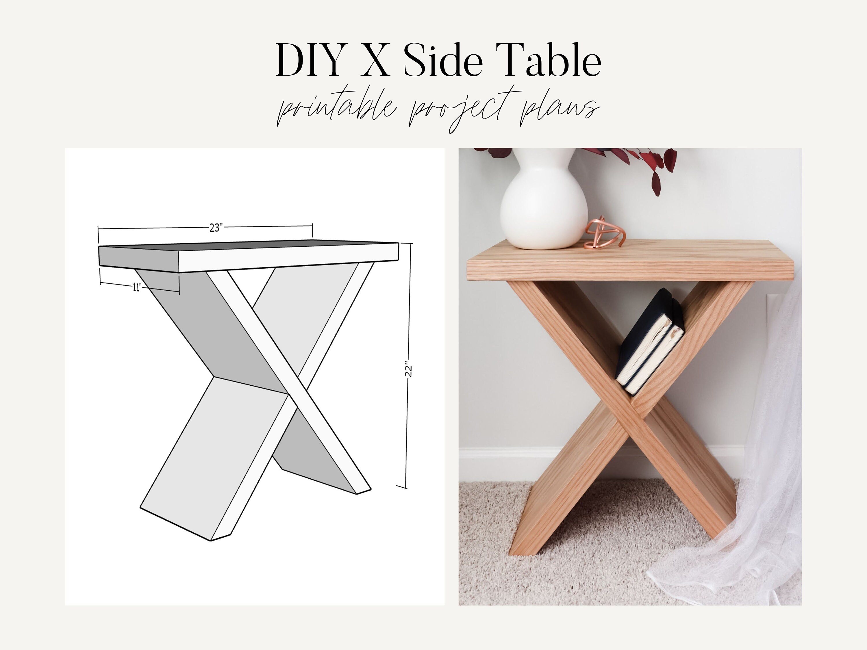 Xbase Side Table Plans Printable PDF Woodworking Plans Etsy