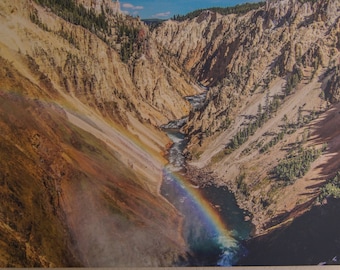 MAKE AN OFFER! On the Brink of the Lower Falls, Yellowstone National Park, Grand Canyon of Yellowstone; Waterfall, Rainbow, Canvas Wall Art