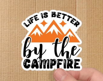 Camp Life Sticker, Rustic Decor, Camping Essentials, Fire Lovers, Nature Art, Wanderlust Sticker, Campfire Night, Hiking Sticker