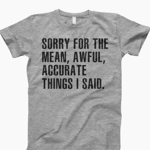 Mean awful accurate things i said t-shirt, ladies shirt, tee shirt, tank top, sweatshirt, hoodie