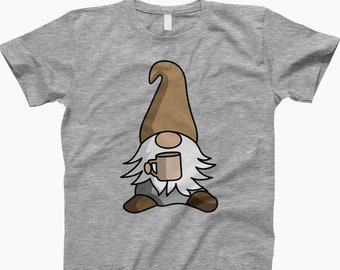 Gnome Coffee Shirt, Funny Gnome Tee, Coffee Lover Gift, Gnome Lovers, Whimsical Shirt, Cute Coffee Tee, Gnome Shirt, Coffee T Shirt, Funny
