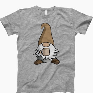 Gnome Coffee Shirt, Funny Gnome Tee, Coffee Lover Gift, Gnome Lovers, Whimsical Shirt, Cute Coffee Tee, Gnome Shirt, Coffee T Shirt, Funny