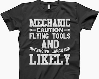 Caution Flying Tools Shirt, Funny Mechanic Shirt, Gift For Mechanic, Mechanic Gift, Car Mechanic Gift, Mechanic Shirt, Mechanic Tshirt