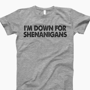 Shenanigans Tee, Funny Shirt, Funny T-Shirt, Down For Shenanigans, Funny Graphic Tee, Shenanigans Shirt, Humor T-Shirt, Joke Shirt, Funny