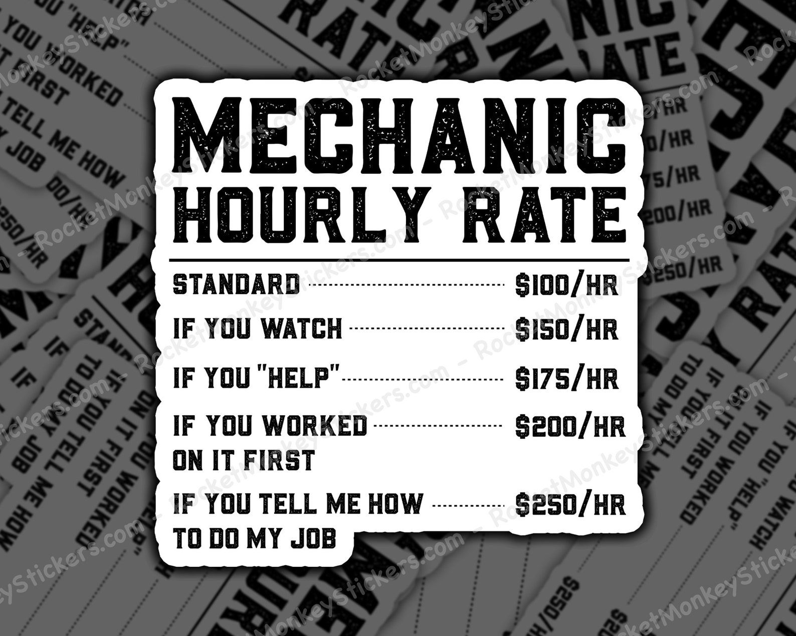 Mechanic Hourly Rate Sticker Etsy