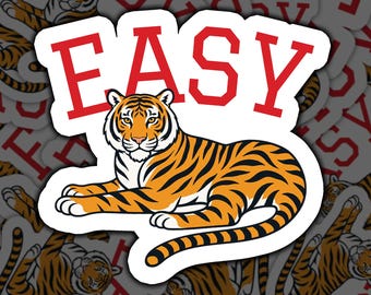 Funny Tiger Vinyl Sticker, Easy Tiger Decal, Cute Wildlife Sticker For Laptop Or Water Bottle