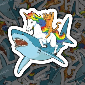 Unicorn Sticker, Kitten Sticker, Shark Sticker, Cute Sticker, Animal Sticker, Funny Sticker, Fun Sticker, Gift Sticker, Cute Gift, Fun Gift