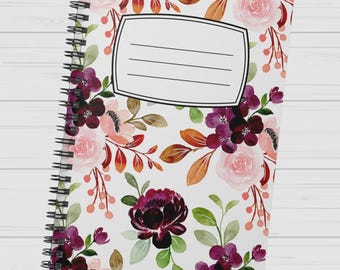 Flower Notebook, Writing Journal, School Notebook, Composition Book, Journal, Notebook, Floral Journal, Paper Journal, Cute Journal, Student