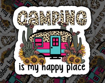 Camping Sticker, Happy Place, Nature Lover, Outdoor Sticker, Hiking Sticker, Adventure Time, Camping Decor, Outdoor Fun, Camper Sticker