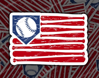 Baseball, flag, sticker, stickers