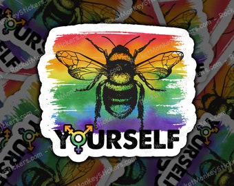 Bee yourself, gay pride, sticker, stickers