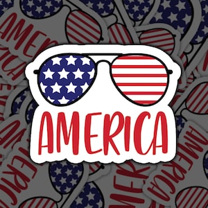 America Sticker, USA Sticker, Patriotic Sticker, American Flag, USA Flag, Independence Day, 4th of July, Memorial Day, Veterans Day