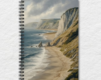 Rocky beach secluded shore spiral notebook, ruled line