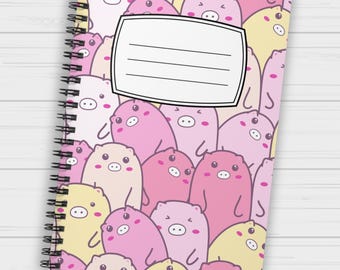 Pastel Pig Notebook Journal, Cute Animal Notebook, Fun Pink Pig Writing Notebook