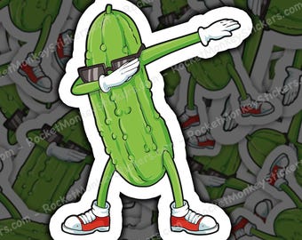 Pickle Sticker, Dab Sticker, Funny Sticker, Cool Stickers, Pickle Art, Cartoon Sticker, Meme Sticker, Dab Design, Fun Sticker, Food Sticker