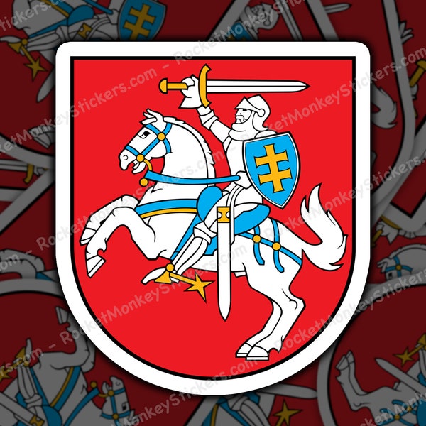 Lithuanian coat of arms, shield sticker, stickers