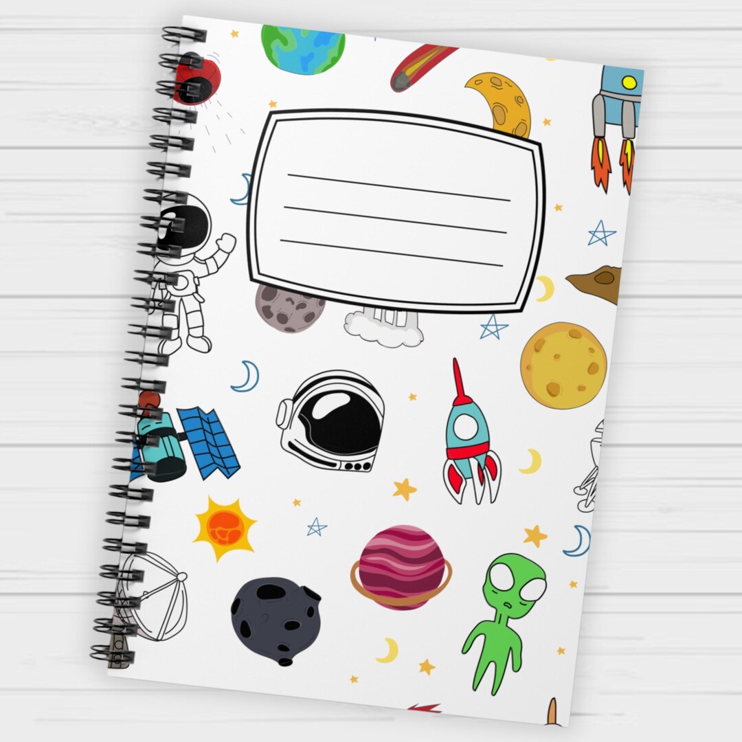 Space Theme Spiral Notebook, Cute Astronaut Notebook, Galaxy Journal ...
