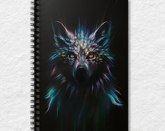 Majestic Radiating wolf spiral notebook, ruled line