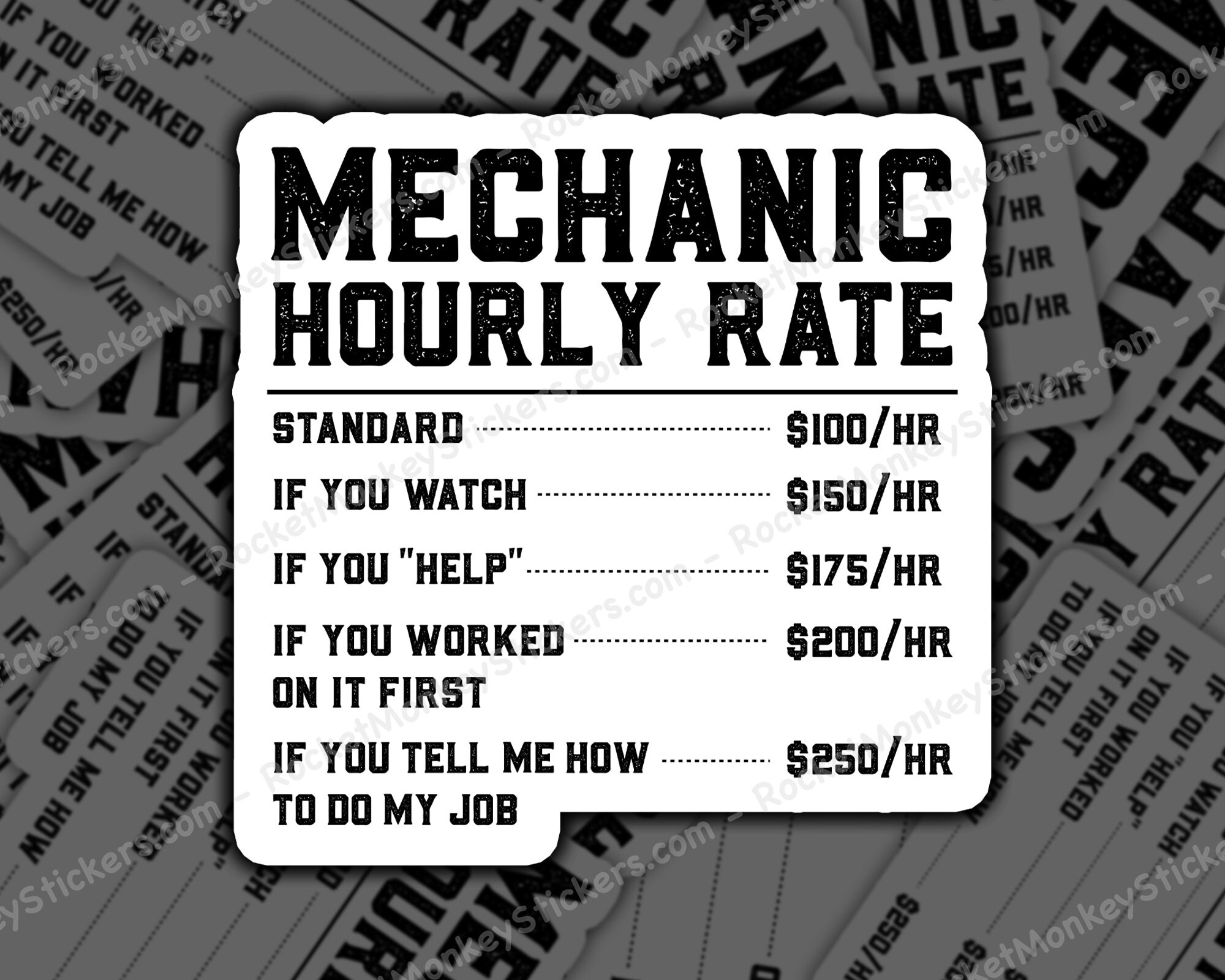 Mechanic Rates Meme Funny Mechanic, Hourly Rate Sticker, Mechanic Humor, Mechanic Sticker ...