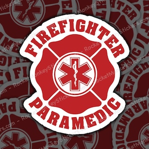 Firefighter paramedic, sticker, firefighter sticker, paramedic sticker, hero sticker, fireman decal, emergency services, first responder