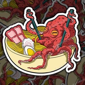 Octopus noodles sticker, stickers, bumper sticker, decals, bumper, stickers, bumper stickers, sticker