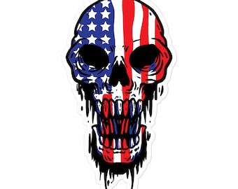 American Flag, Skull, Sticker, Flag Skull Sticker, Skull Flag Decal, Usa Skull Art, Patriot Skull, Skull Head Flag, Grunge Flag Art
