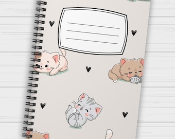 Entzückendes Katzen Spiral-Notizbuch, Süßes Kätzchen Journal, Kawaii Tier Notizbuch für Notizen und Journaling