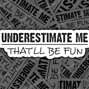 Underestimate Me, Funny Sticker, Sassy Sticker, Motivational Sticker, Confidence Sticker, Empowerment Sticker, Attitude Sticker