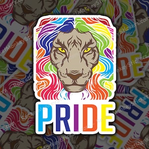 Pride, Lion, Gay Pride, Sticker, Lion Sticker, Pride Sticker, Gay Pride Sticker, Lgbtq Sticker, Rainbow Lion, Colorful Sticker, Animal Pride
