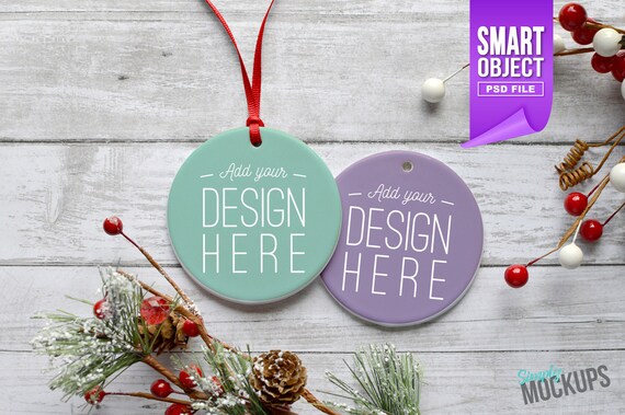 Christmas Ornament Mockup Double Sided Round White Porcelain Christmas Ornament Mockup Double Sided Round White Porcelain