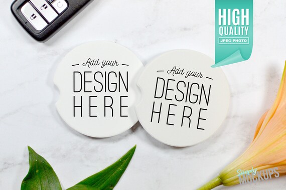 Download Free Set Of Two Sandstone Car Coasters Mockup Orange (PSD) - Download Free Set Of Two Sandstone ...
