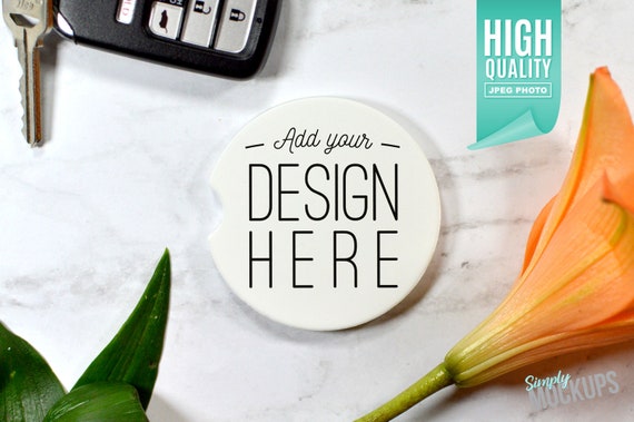 Sandstone Car Coaster Mockup Orange Lilly Digital Sandstone Car Coaster Mockup Orange Lilly Digital