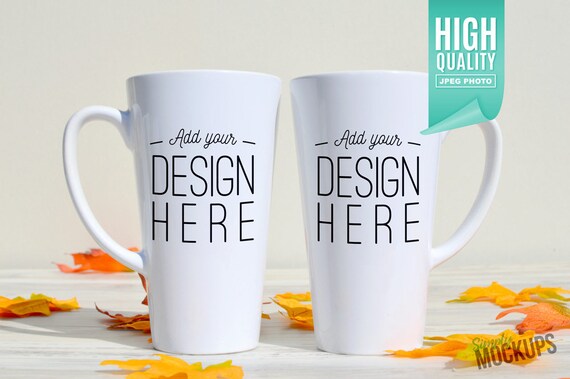 17oz Double Latte Coffee Mug Fall Mockup Digital 17oz Double Latte Coffee Mug Fall Mockup Digital