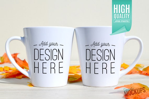 12oz Double Latte Coffee Mug Fall Mockup Digital 12oz Double Latte Coffee Mug Fall Mockup Digital