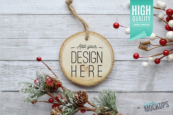 Download Round Wood Christmas Ornament Christmas Mockup Add Your Mockups Magazine Free Psd Templates